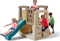 Kids Outdoor Playset with Slide & Climbing Wall, Backyard Playground Equipment for Children