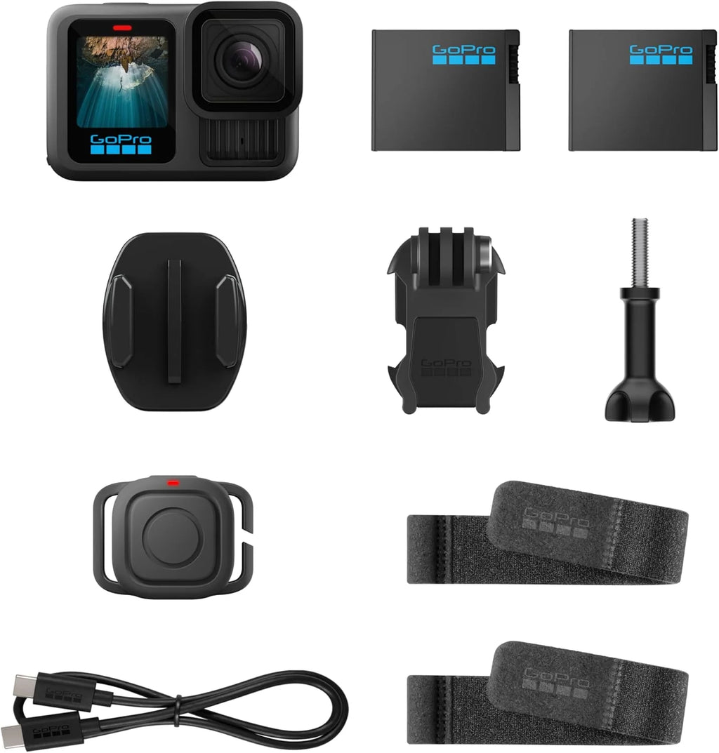 Waterproof Action Camera, 5.3K 60FPS Video, 27MP Photos, Wide-Angle Lens Compatibility, Black