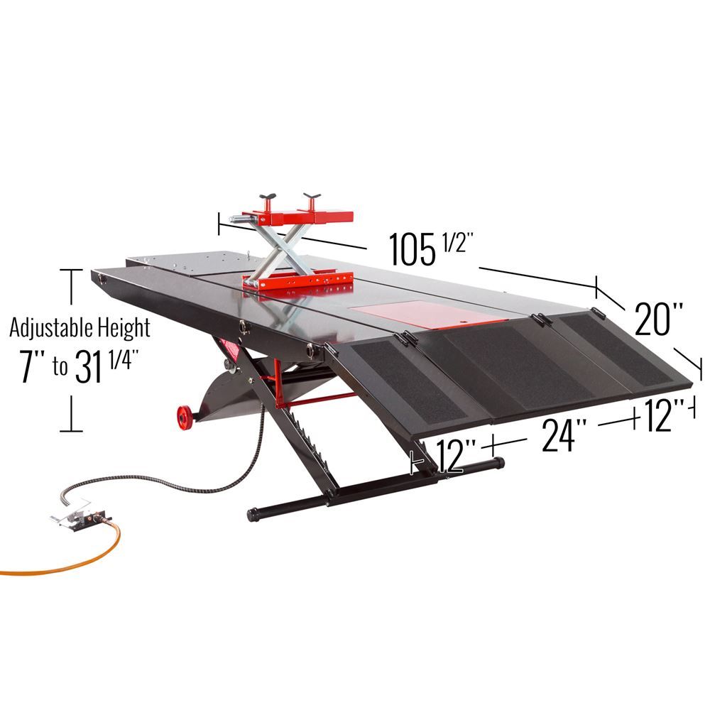 ATV Lift Table and Center Jack, Heavy-Duty Hydraulic Motorcycle and ATV Lift Stand, Adjustable Service Lift Platform