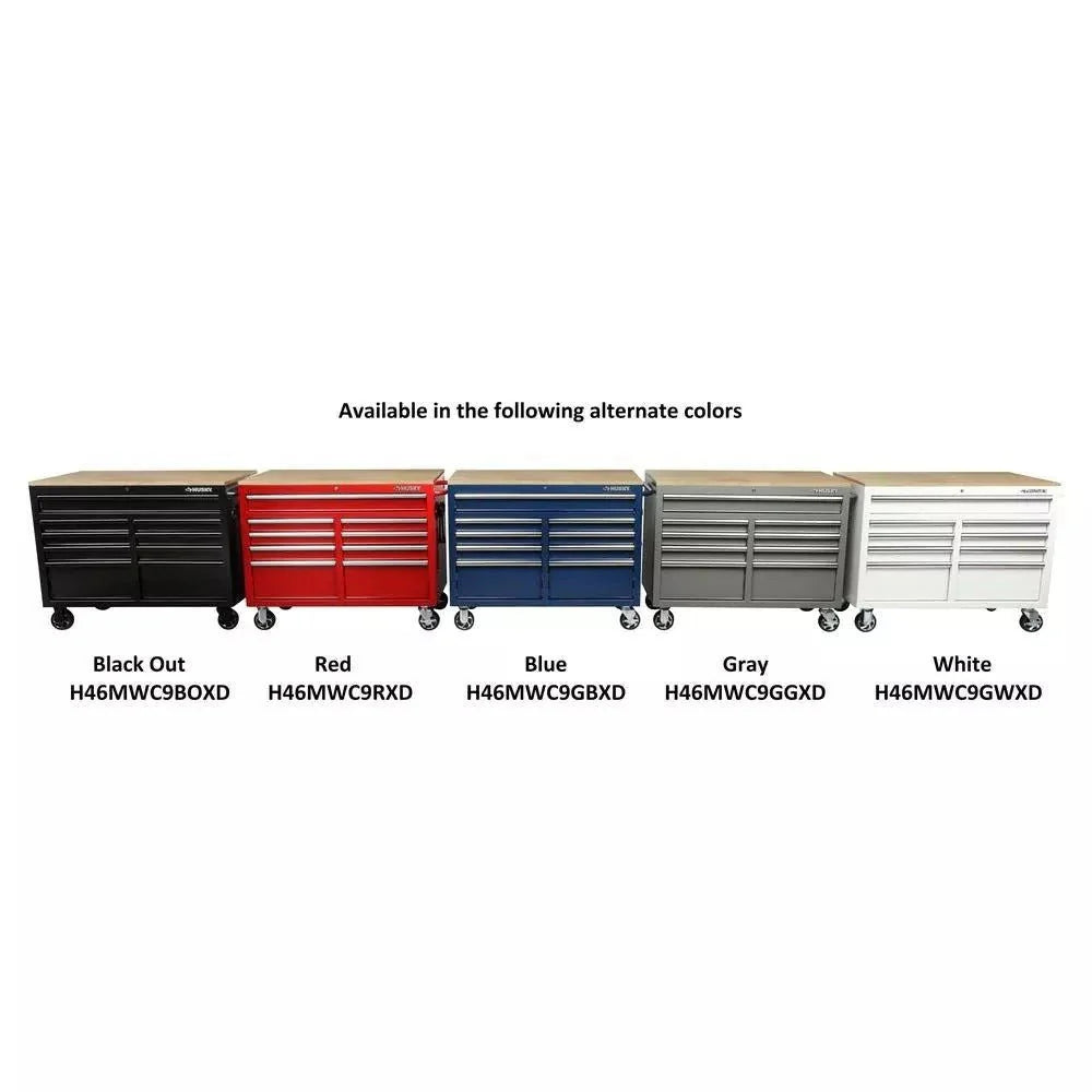 46-Inch W x 24-Inch D 9-Drawer Deep Tool Chest Mobile Workbench, Gloss Black
