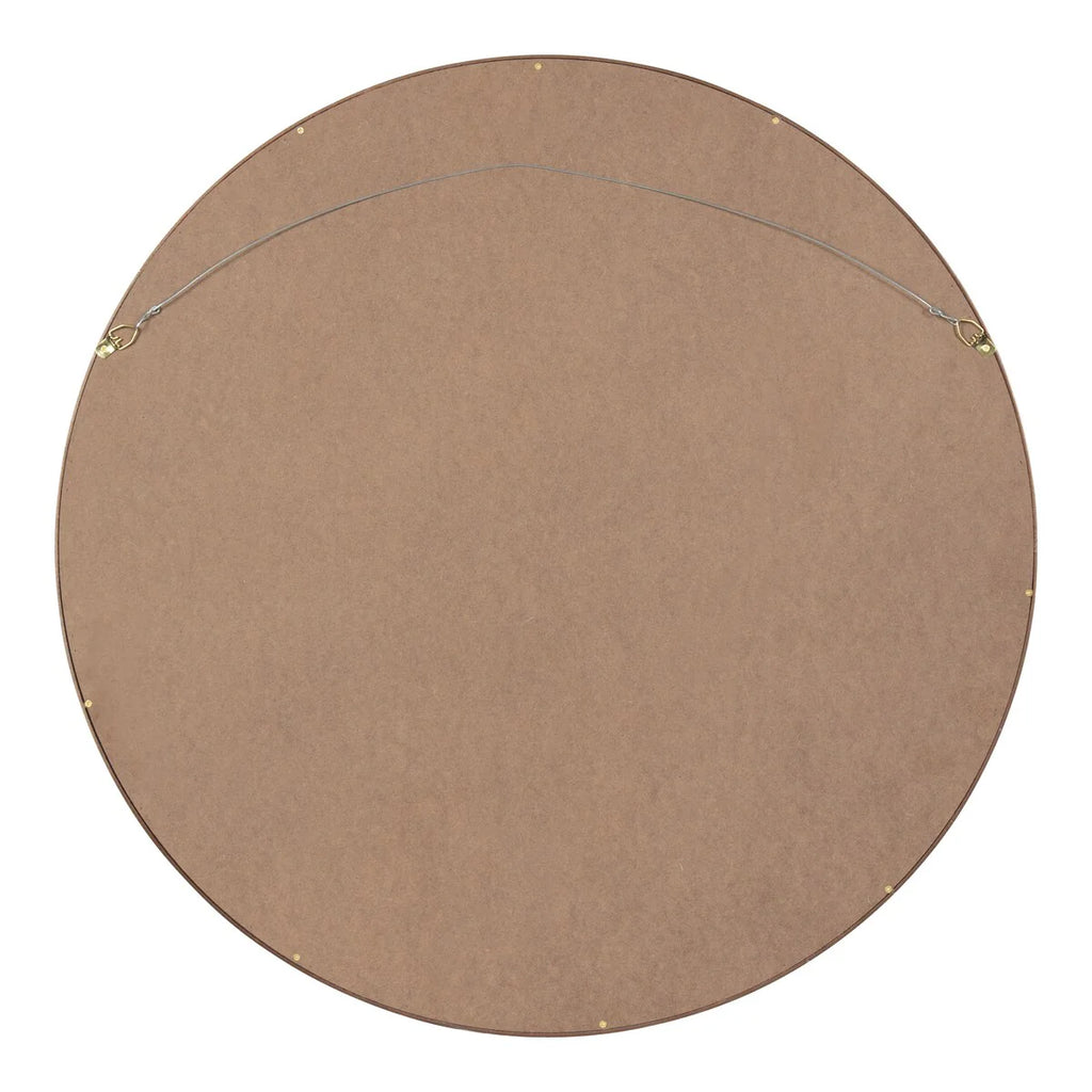 Round Wood Accent Wall Mirror, Modern Decorative Wooden Frame Mirror for Living Room, Bedroom and Entryway