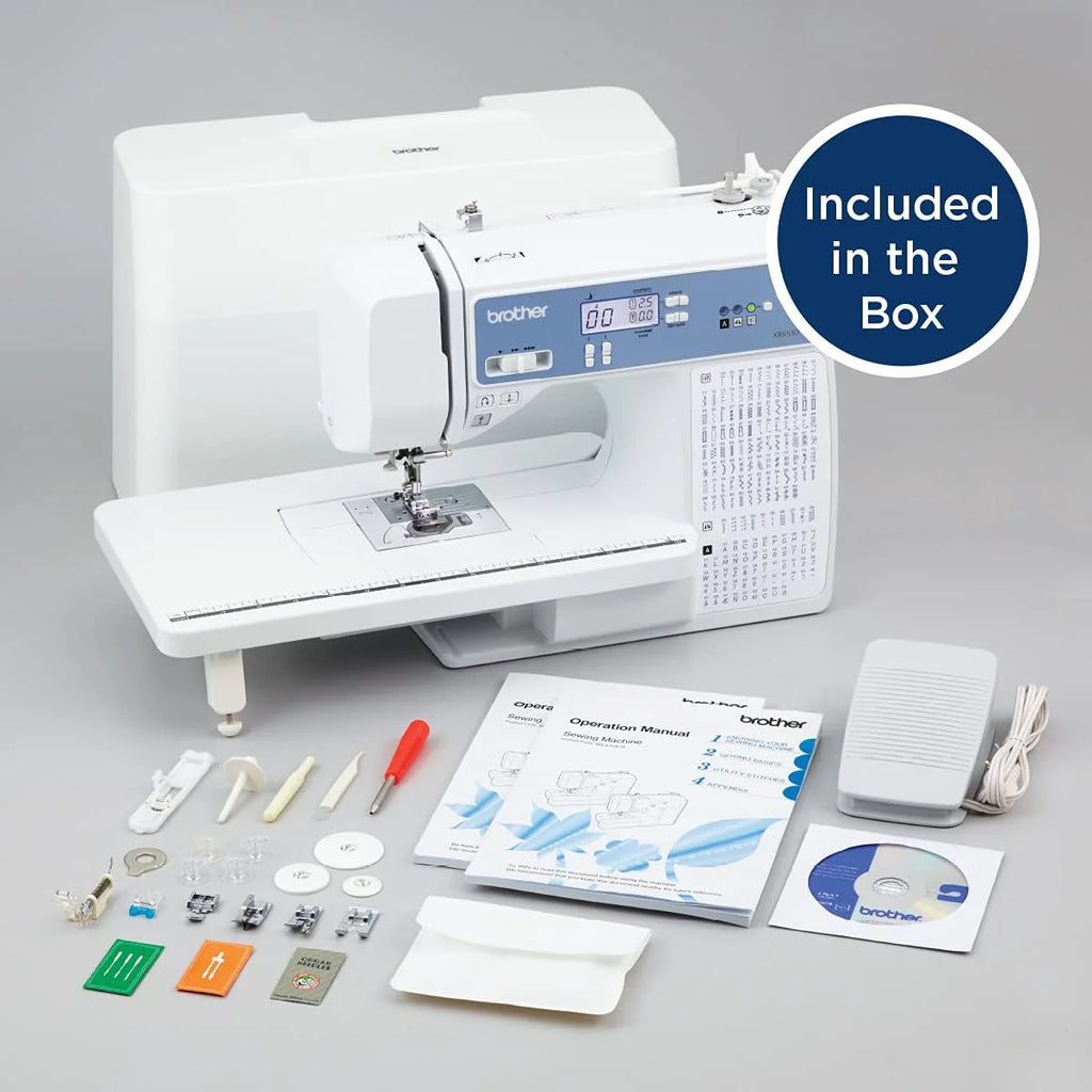 Computerized Sewing and Quilting Machine, 165 Built-in Stitches, LCD Display, Wide Table, 8 Included Presser Feet, White, 20 x 12 x 17 Inches