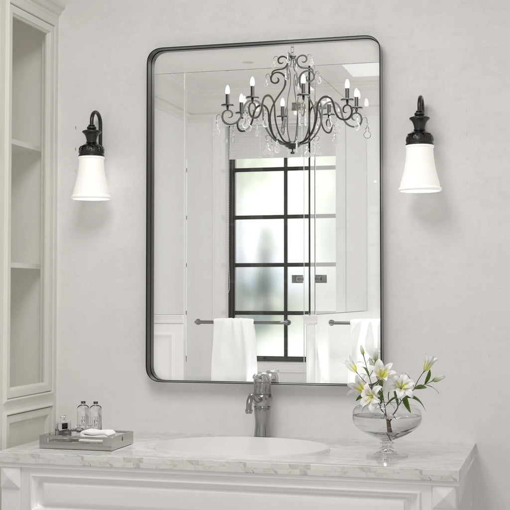 Wall Mirror Vanity Mirror, Bathroom Mirror with Rounded Corners, 1 Piece