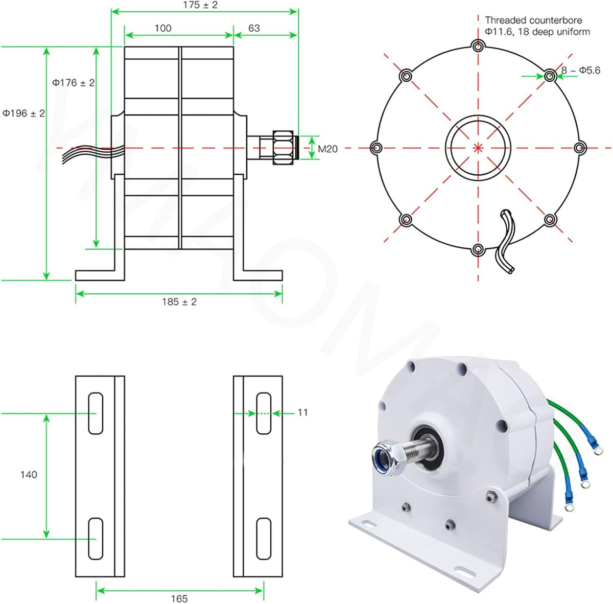 12,000W Low-RPM Permanent Magnet Generator, 12V/24V/48V/120V/220V Gearless Generator Motor for Wind Turbine, Water Turbine and DIY Power Generation