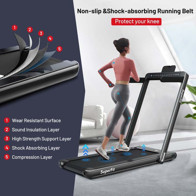 2-in-1 Folding Electric Treadmill, 2.25 HP, Under-Desk, with Dual Display and Smart App Control