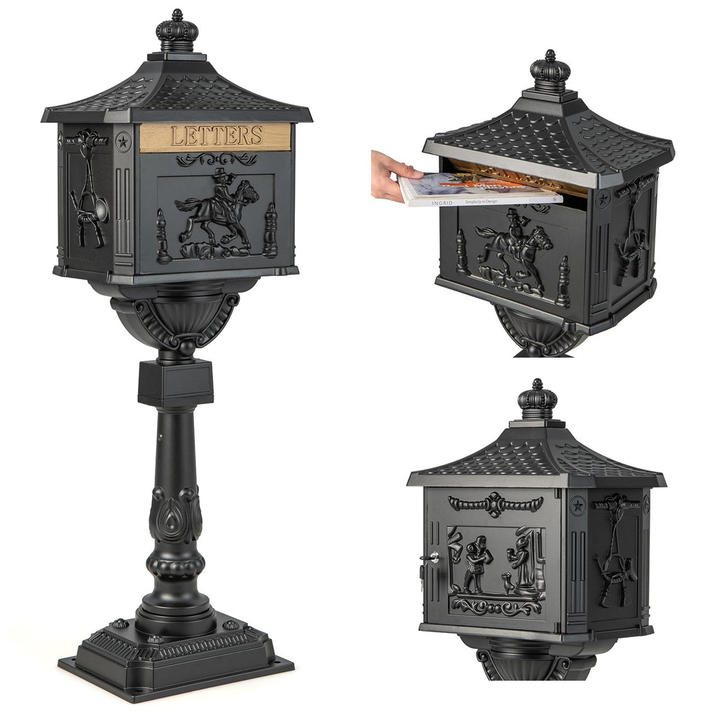 Cast Aluminum Mailbox with Post – Rustproof Weather-Resistant Mailbox Set