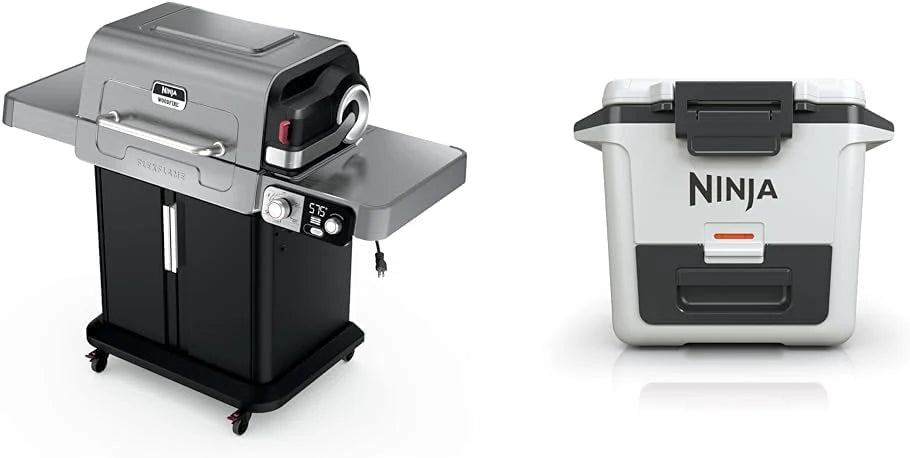 5-in-1 Electric and Propane Grill, 3-Burner Outdoor BBQ Grill and Smoker with Digital Controls, Griddle and Pizza Maker, Stainless Steel