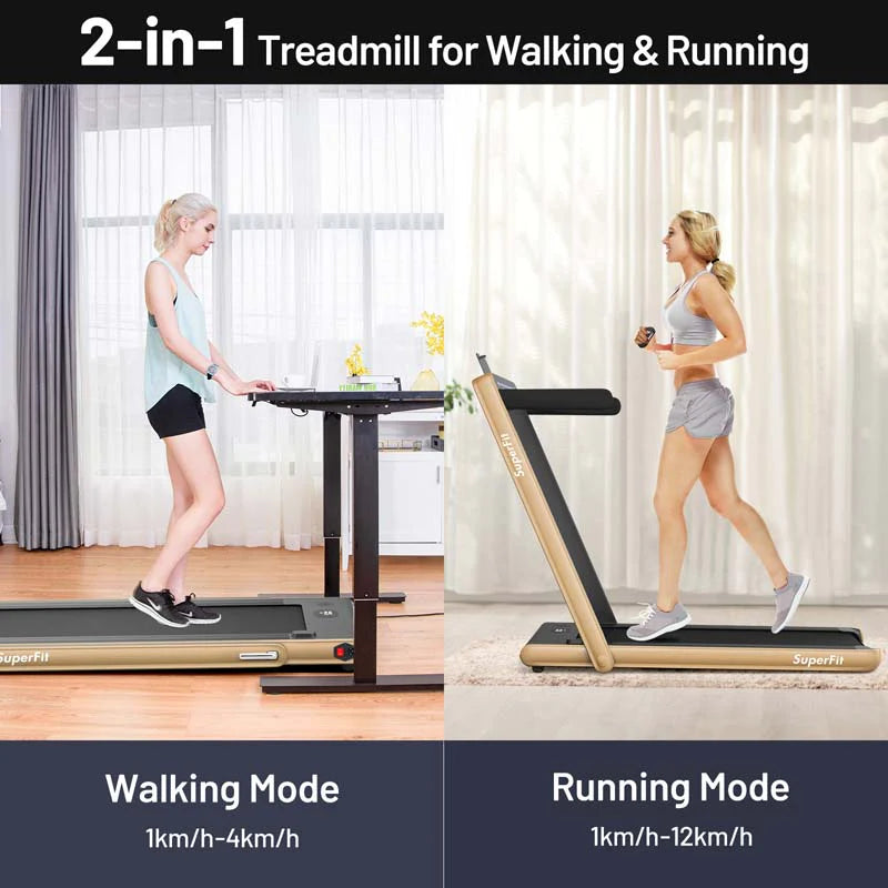 2-in-1 Folding Electric Treadmill, 2.25 HP, Under-Desk, with Dual Display and Smart App Control