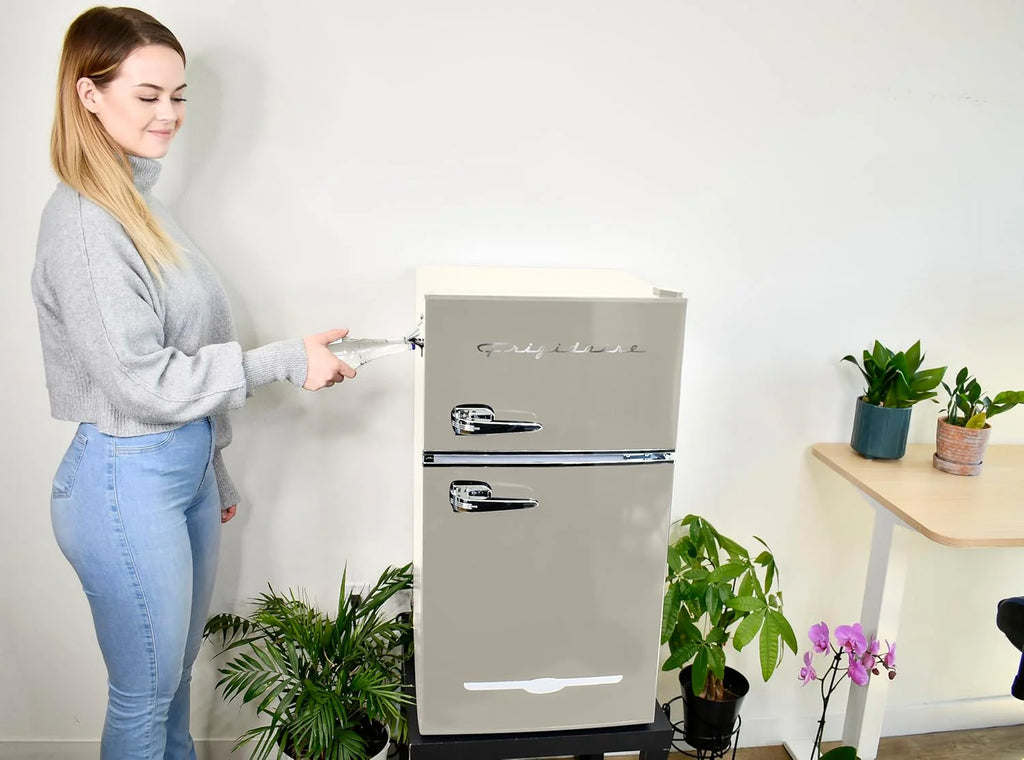 Retro 3.2 Cu Ft Mini Fridge with Freezer – 2-Door Compact Refrigerator with Side Bottle Opener