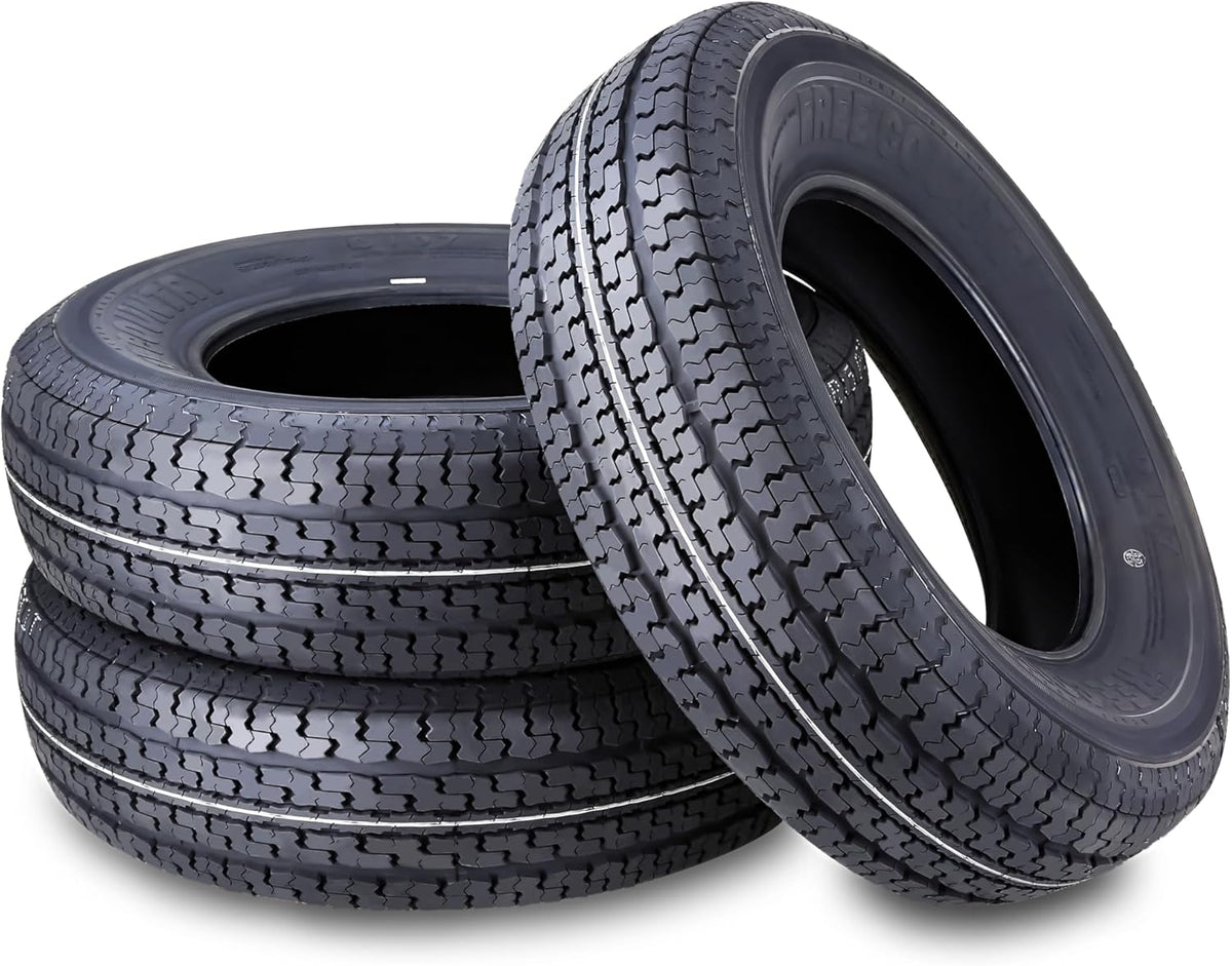 Set of 4 ST205/75R15 10-Ply Load Range E Steel-Belted Radial Trailer Tires with Scuff Guard