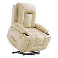 PU Leather Power Lift Recliner with Massage and Heat, 3-Position Adjustable Chair with USB Port and Cup Holders, Beige