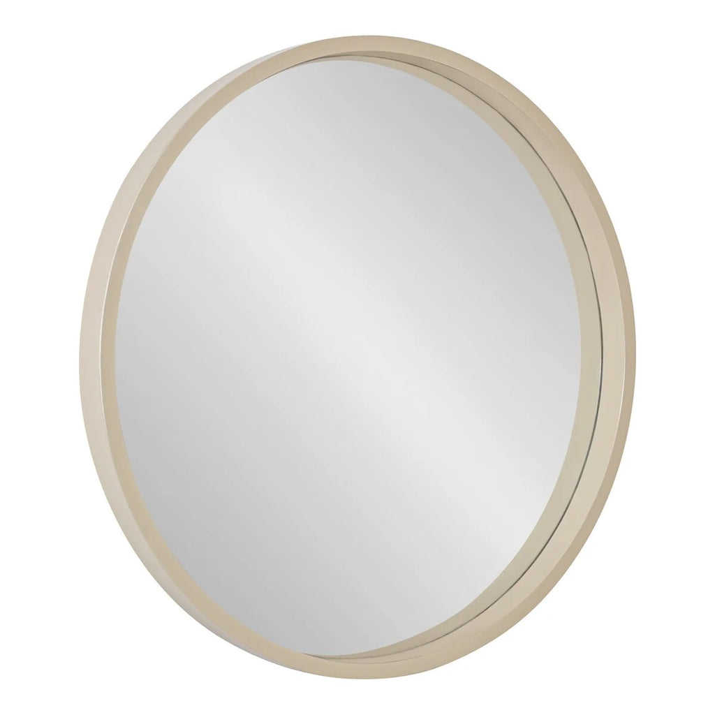 Round Wood Accent Wall Mirror, Modern Decorative Wooden Frame Mirror for Living Room, Bedroom and Entryway