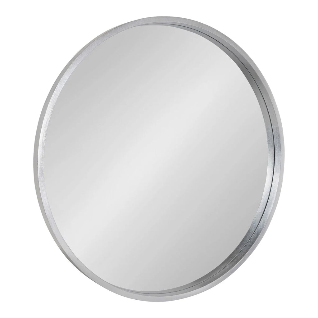 Round Wood Accent Wall Mirror, Modern Decorative Wooden Frame Mirror for Living Room, Bedroom and Entryway