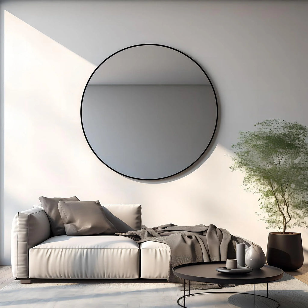 Round Metal Black Frame Bathroom Vanity Mirror, Wall Mounted Decorative Mirror