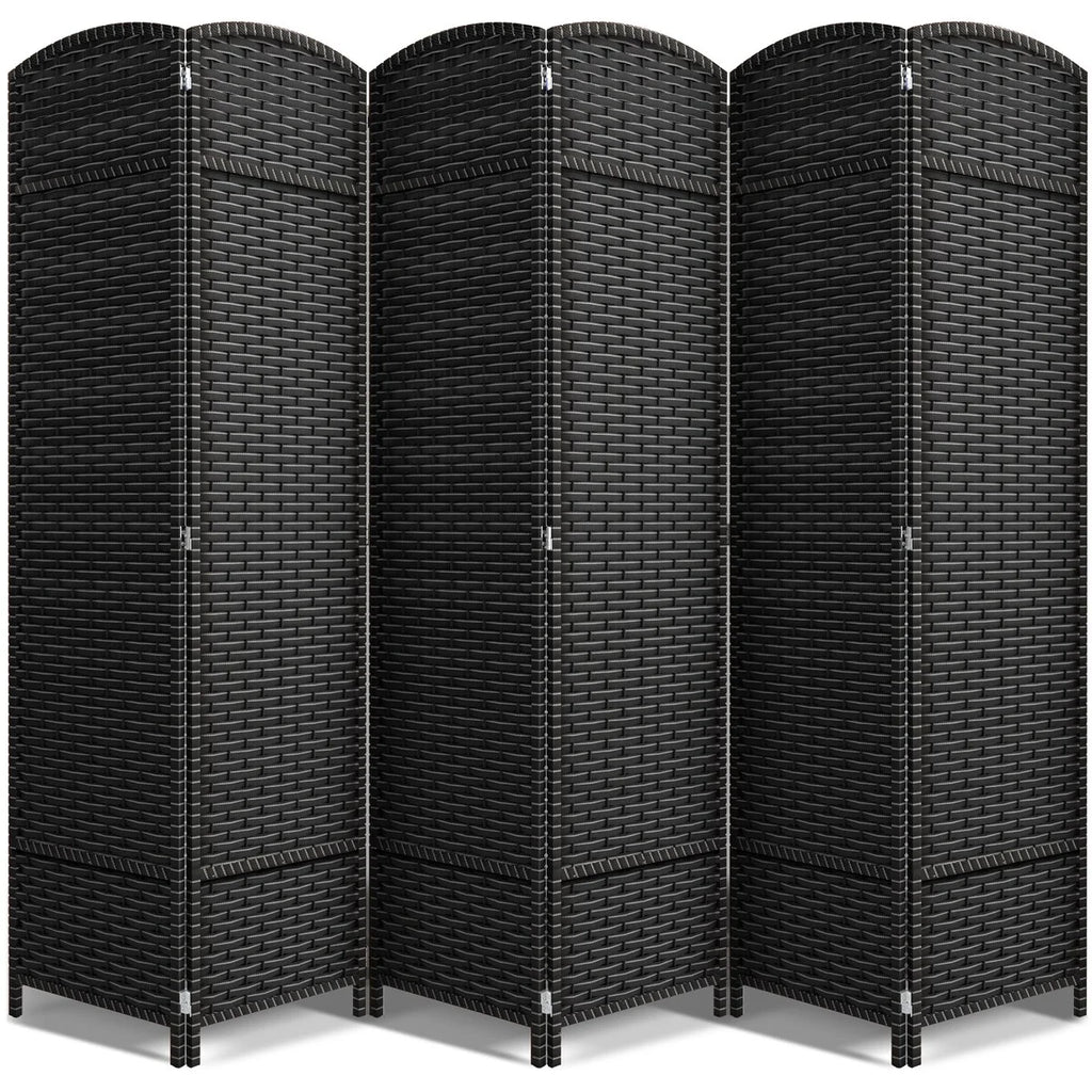 6 Panel Room Divider, 6ft Tall Extra Wide Folding Privacy Screen with Hand-Woven Mesh Panels
