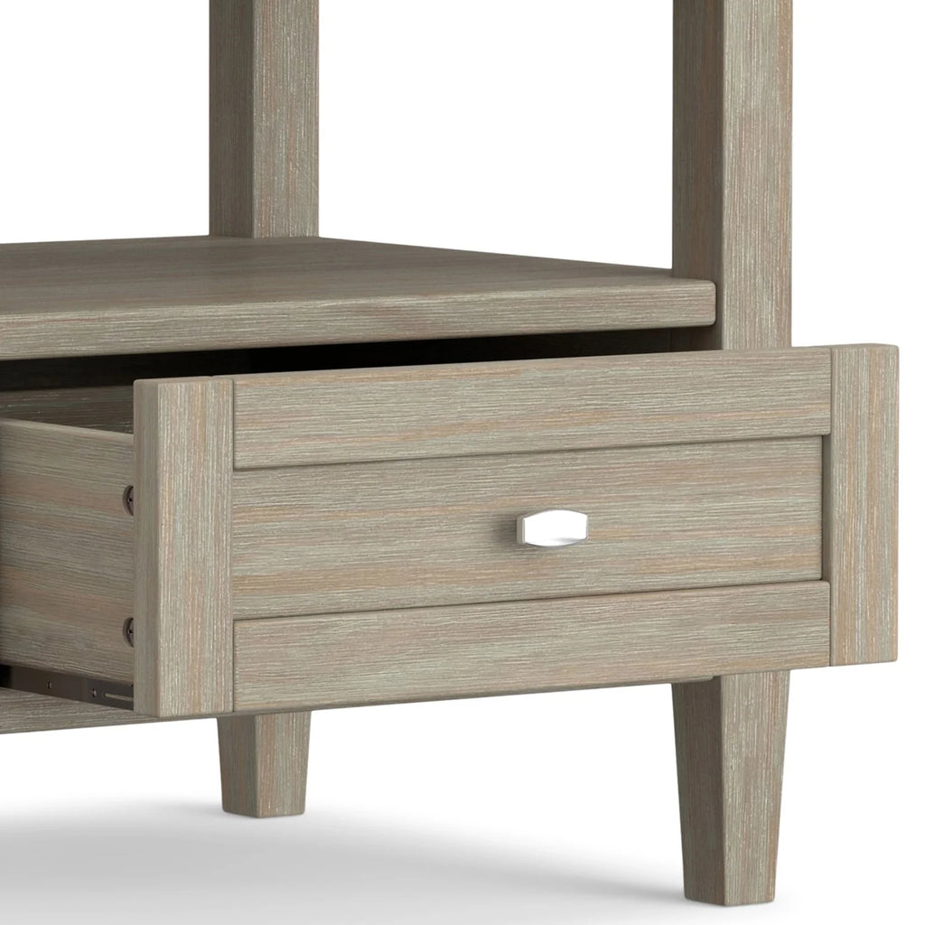 20 Inch Wide Solid Wood Rectangle End Table, Transitional Side Table