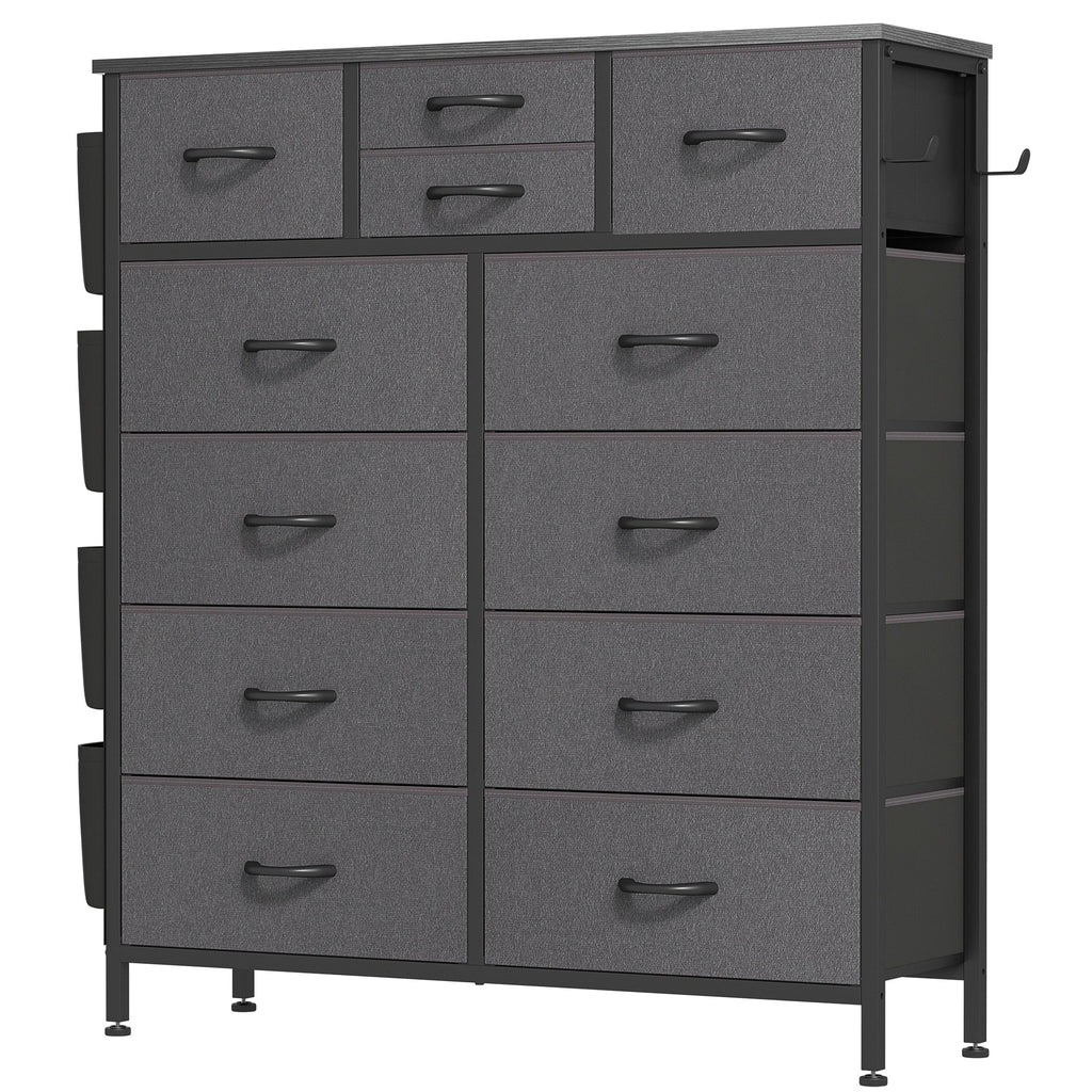 12 Drawer Fabric Dresser, Tall Bedroom Chest of Drawers with Storage