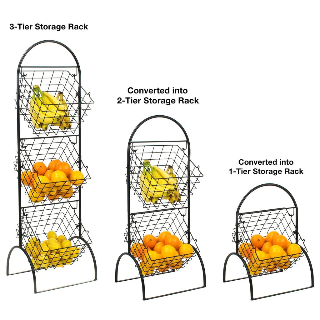 3 Tier Wall Mounted Storage Rack, Multi-Level Floating Shelf Organizer for Kitchen, Bathroom, Bedroom and Home Storage