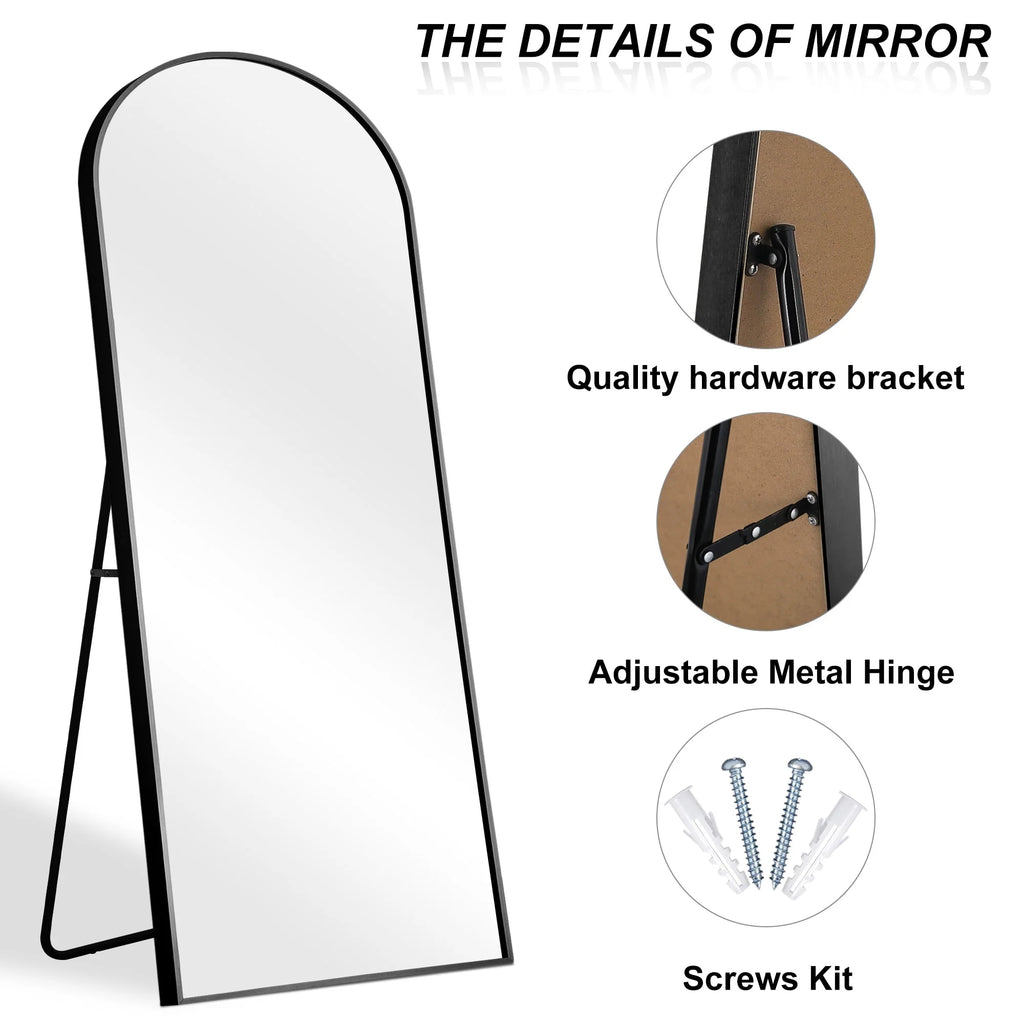 Arched Full Length Floor Mirror, Large Full Body Standing and Wall Mounted Mirror for Bedroom, Living Room and Home Decor
