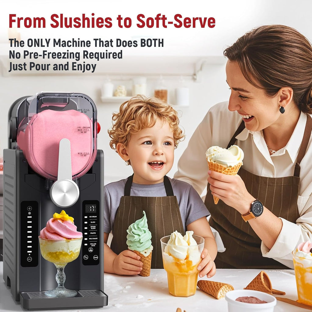 All-In-One Slushie Maker, Frozen Drink Machine for Smoothies, Milkshakes and Ice Cream