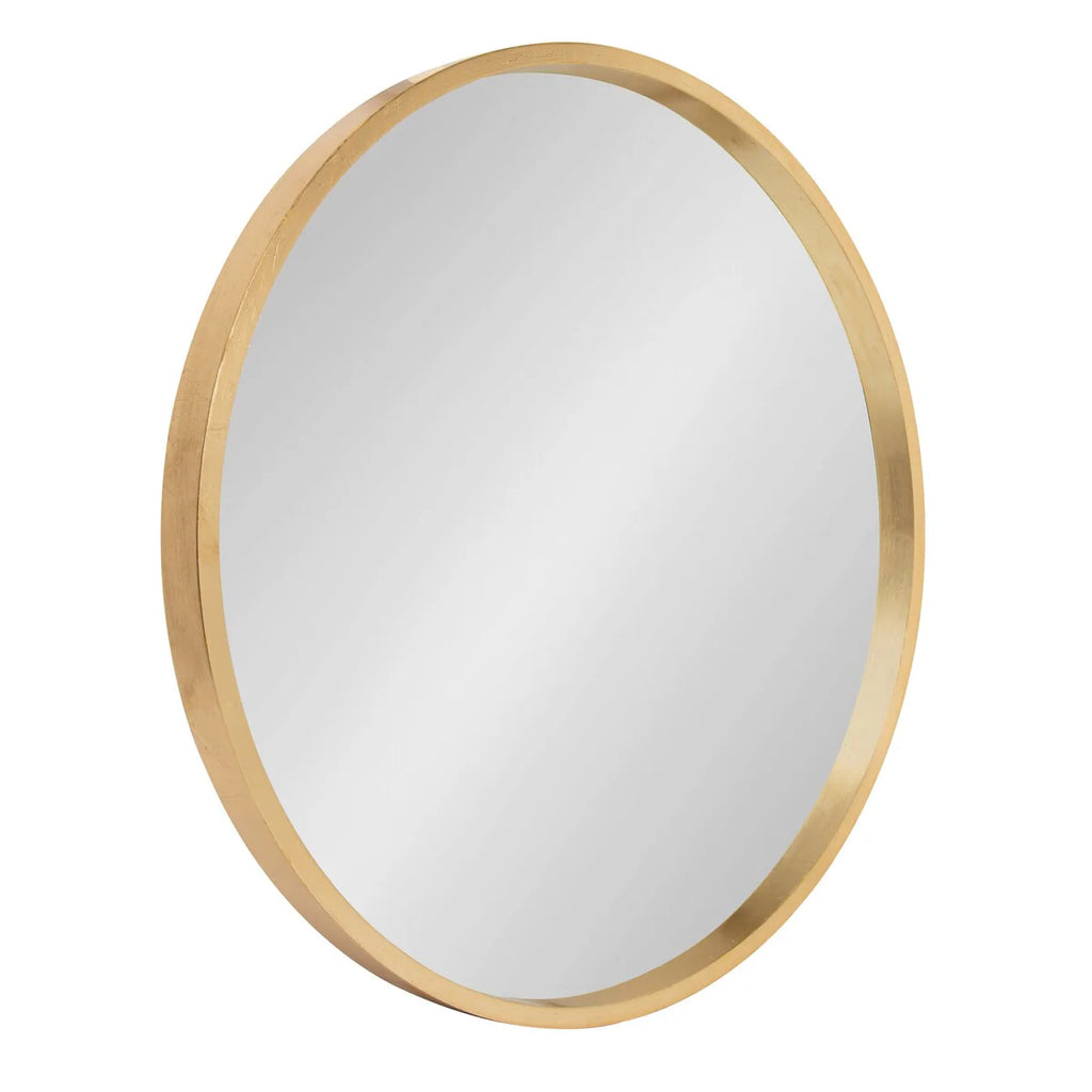 Round Wood Accent Wall Mirror, Modern Decorative Wooden Frame Mirror for Living Room, Bedroom and Entryway