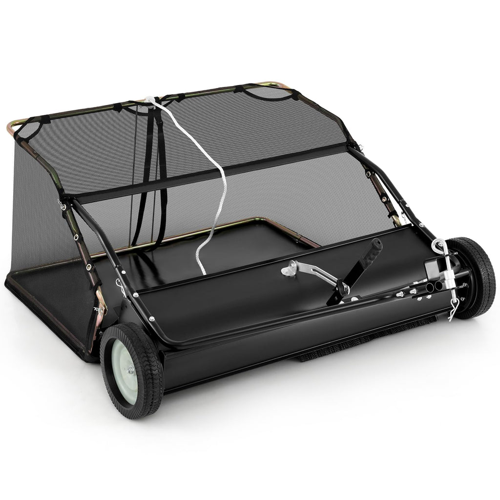 Tow Behind Lawn Sweeper – Large-Capacity Hopper Bag for Yard Cleanup