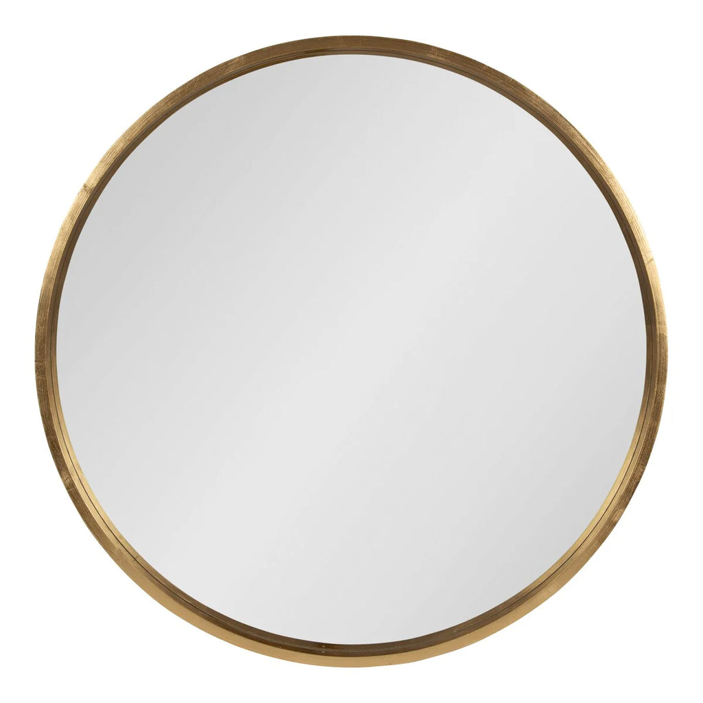 Round Wood Accent Wall Mirror, Modern Decorative Wooden Frame Mirror for Living Room, Bedroom and Entryway