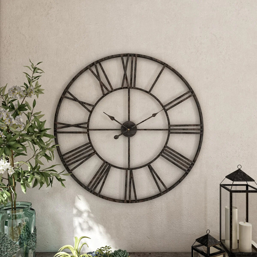 Modern Round Metal Wall Clock, Decorative Circular Hanging Clock for Living Room, Bedroom and Office