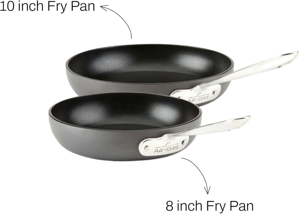 2 Piece Hard Anodized Nonstick Fry Pan Set, Durable Aluminum Skillet Cookware Set for Kitchen Cooking