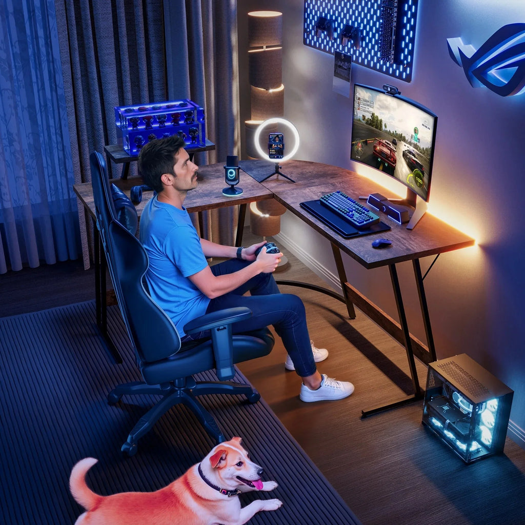 L-Shaped Gaming Desk, Computer Corner Desk and Office Writing Desk for Home