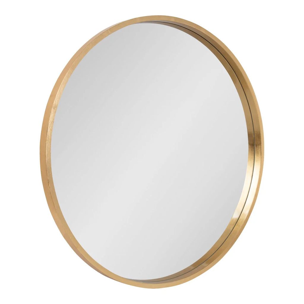 Round Wood Accent Wall Mirror, Modern Decorative Wooden Frame Mirror for Living Room, Bedroom and Entryway