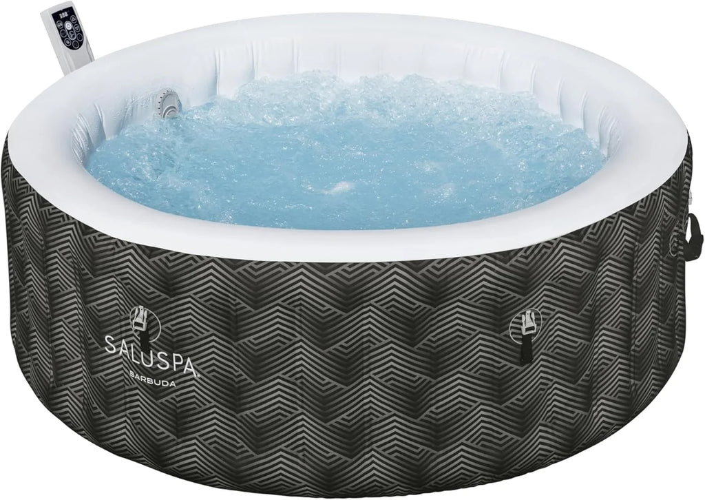 71 x 26-Inch Inflatable Hot Tub Spa for 2-4 Persons, Portable, with 2 Covers, Black