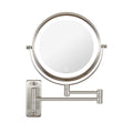 8 Inch Round Wall Mounted Makeup Mirror, Rechargeable, 1X/10X Magnification, 3-Color LED Lights