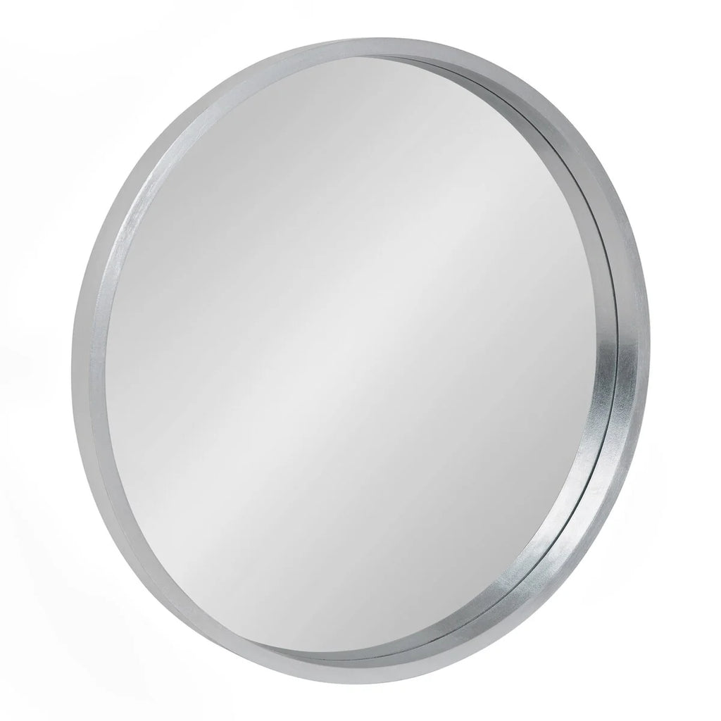 Round Wood Accent Wall Mirror, Modern Decorative Wooden Frame Mirror for Living Room, Bedroom and Entryway