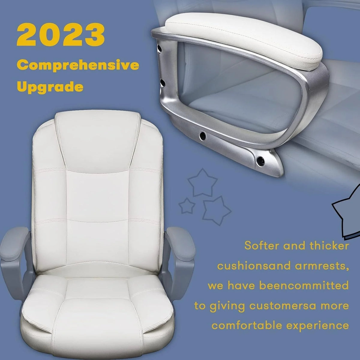 Big and Tall Executive Office Chair, High Back Ergonomic Leather Chair, 400 lb Capacity