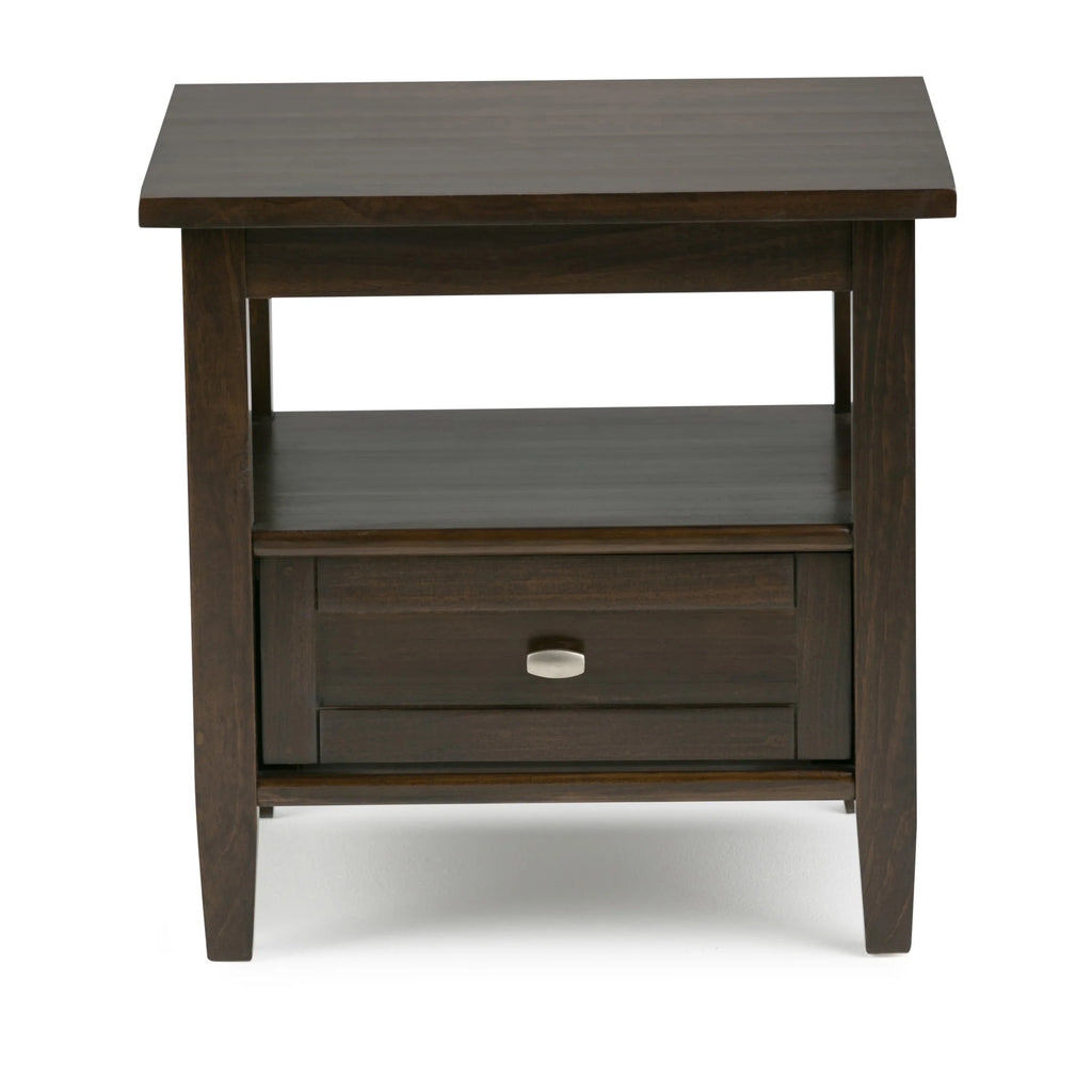 20 Inch Wide Solid Wood Rectangle End Table, Transitional Side Table