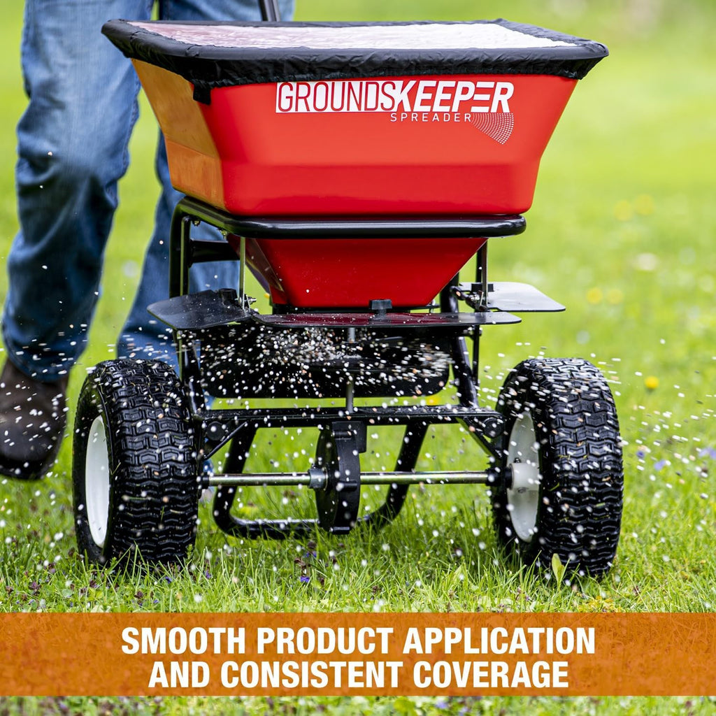 100-Lb. Walk-Behind Push Spreader for Grass Seed, Salt, De-Icer and Fertilizer