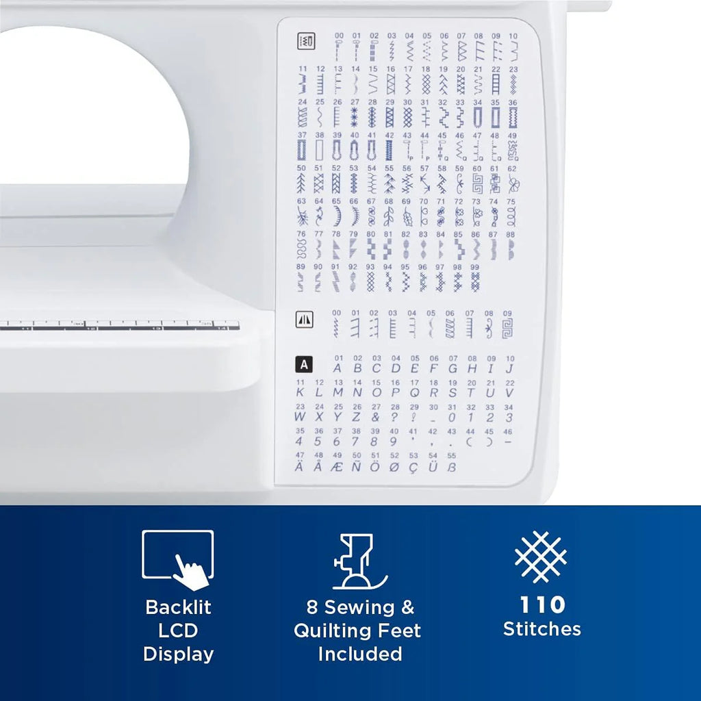 Computerized Sewing and Quilting Machine, 165 Built-in Stitches, LCD Display, Wide Table, 8 Included Presser Feet, White, 20 x 12 x 17 Inches