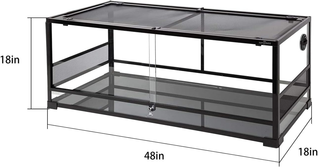 67-Gallon Reptile Terrarium with Sliding Glass Doors, 48 x 18 x 18 Inches