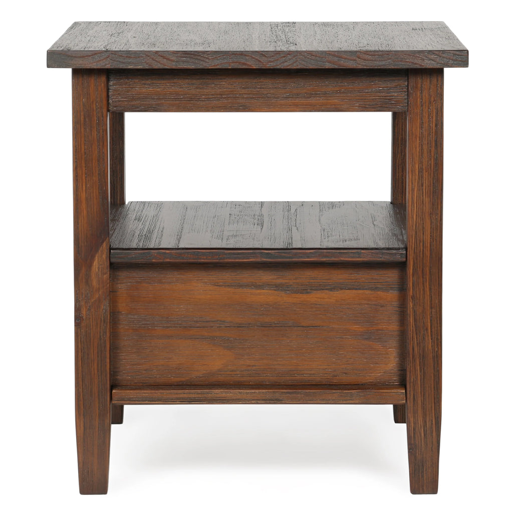 20 Inch Wide Solid Wood Rectangle End Table, Transitional Side Table