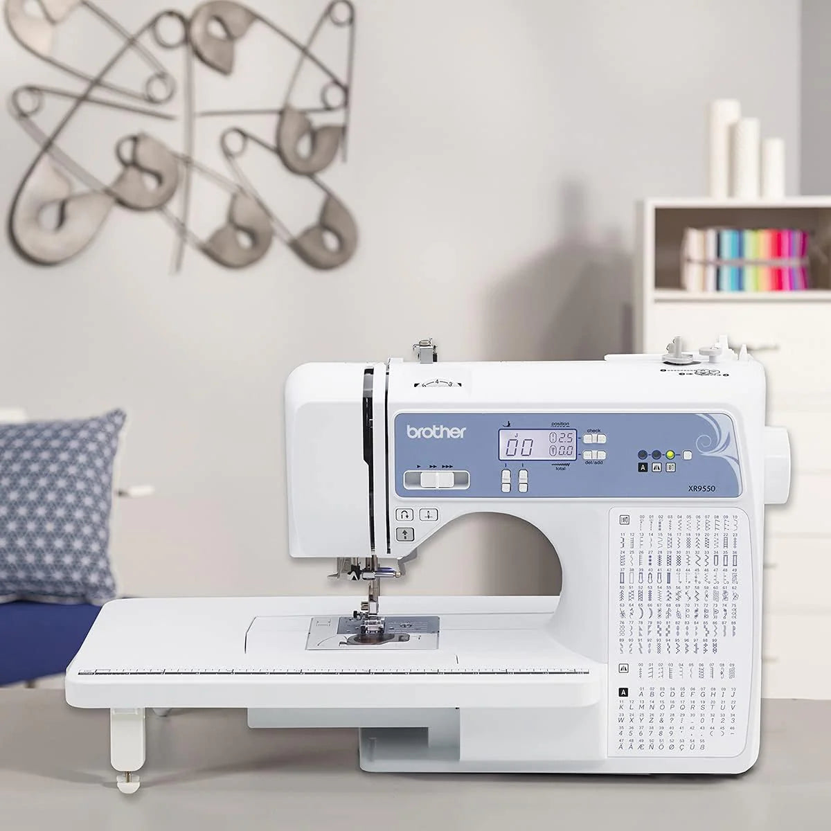Computerized Sewing and Quilting Machine, 165 Built-in Stitches, LCD Display, Wide Table, 8 Included Presser Feet, White, 20 x 12 x 17 Inches