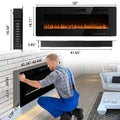 30-72 Inch Ultra-Thin Electric Fireplace, Linear Recessed Wall Mounted Fireplace with Remote Control