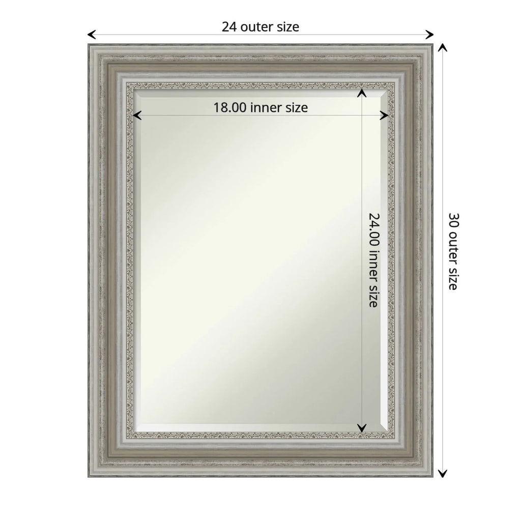Beveled Bathroom Wall Mirror, Silver Frame Decorative Vanity Mirror for Bathroom, Bedroom and Entryway