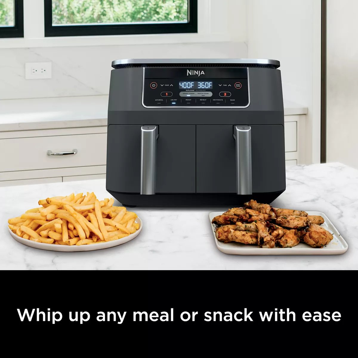 8-Qt 2-Basket Air Fryer – 6-in-1 with DualZone Technology and Smart Finish