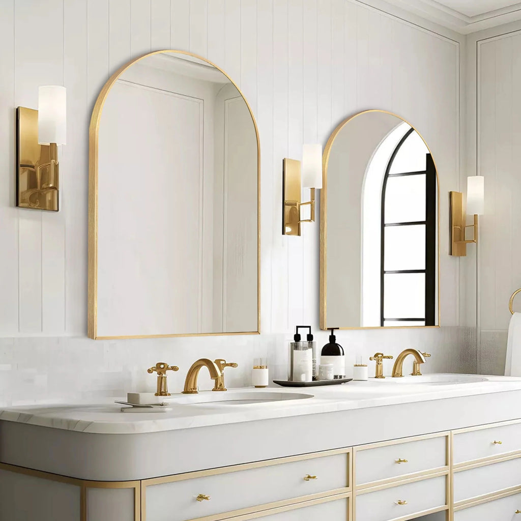 Modern Arch Aluminum Bathroom Wall Mirror, Wall Mounted Vanity Mirror for Bathroom, Bedroom and Home Decor