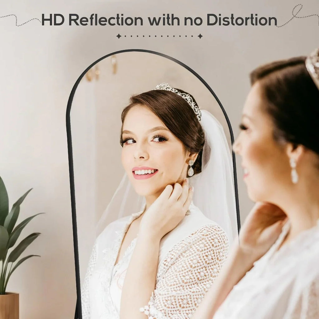 Full Length Mirror with Stand, Aluminum Alloy Frame Full Body Floor Mirror for Bedroom and Cloakroom