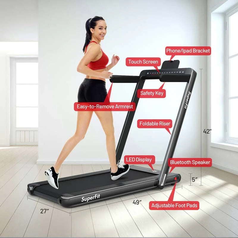 2-in-1 Folding Electric Treadmill, 2.25 HP, Under-Desk, with Dual Display and Smart App Control
