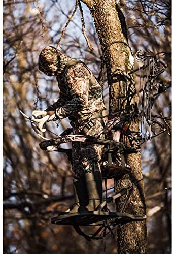 Lightweight Aluminum Climbing Treestand with Padded Seat, 300 Lb. Capacity, Safety Harness Included