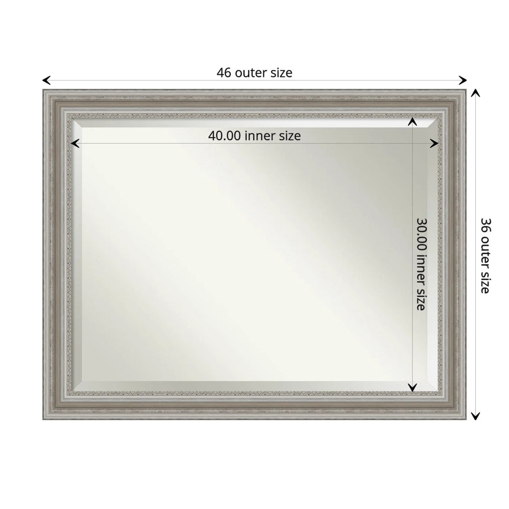 Beveled Bathroom Wall Mirror, Silver Frame Decorative Vanity Mirror for Bathroom, Bedroom and Entryway