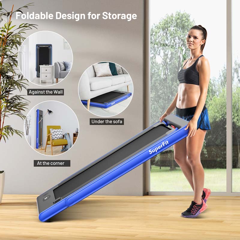2-in-1 Folding Electric Treadmill, 2.25 HP, Under-Desk, with Dual Display and Smart App Control